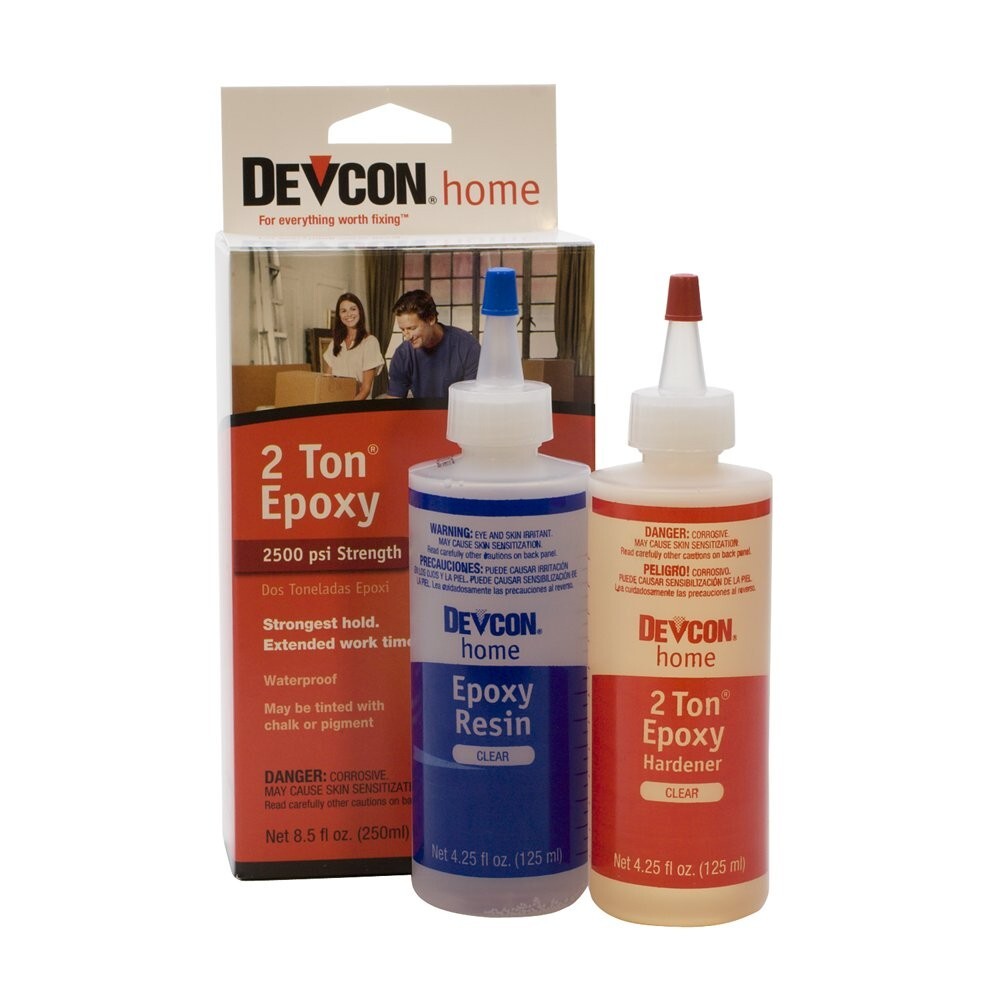 Devcon 2 Ton Epoxy - Fast Drying, Clear & Strong Adhesive - 2 x 4.25 oz Bottles