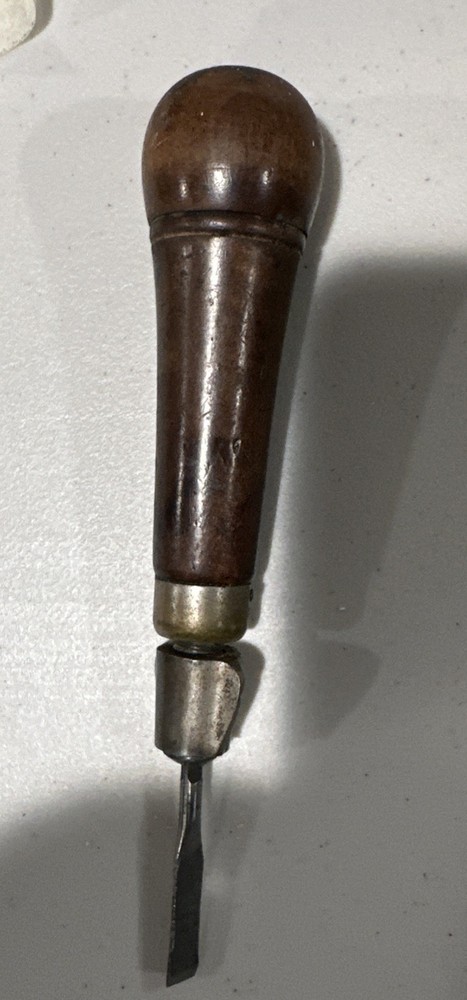 Vintage Hollow Wood Handle Tool Set With 9 Bits Tools