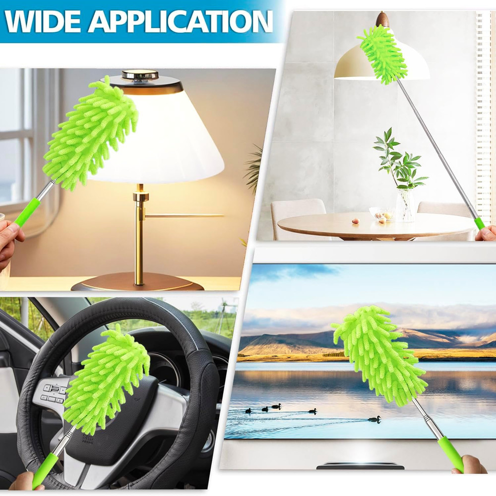 2 Pack Extendable Microfiber Feather Duster for Cleaning, Washable Dusters
