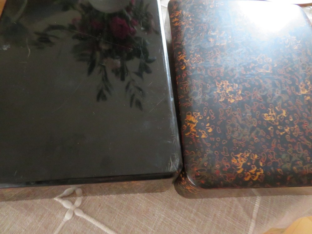 Mint japanese late Taisho rectangular brown, black,BUNKO lacquer box,10.6 in