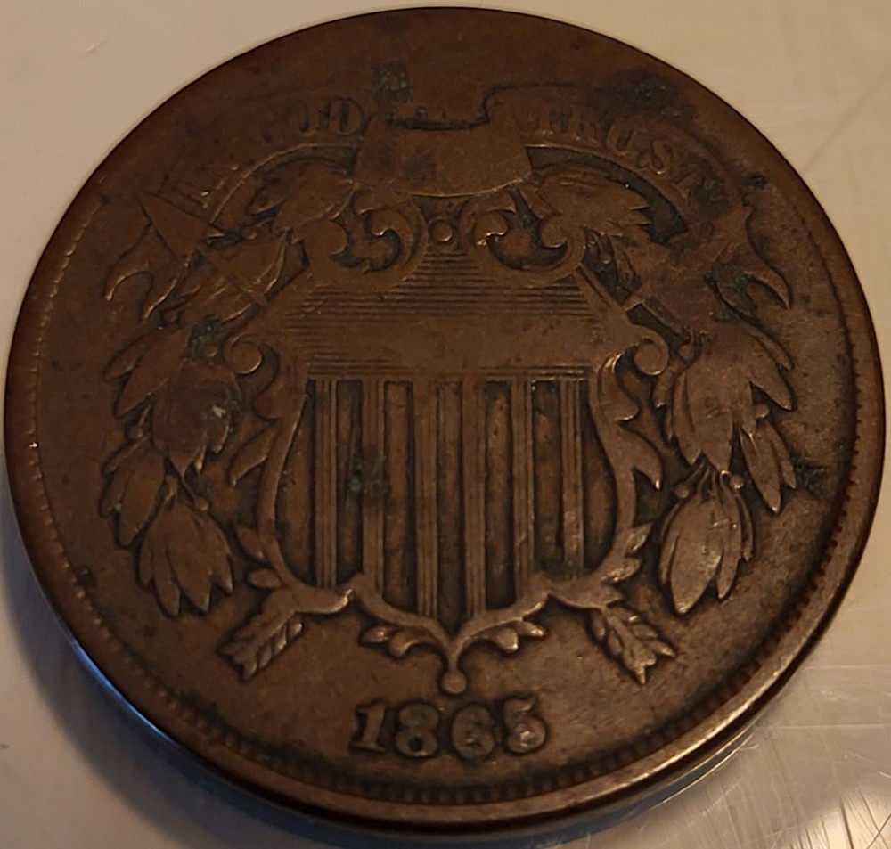 1865 Two Cent 2 Cent Coin Two Cent! In Great Condition! Old US Coin!