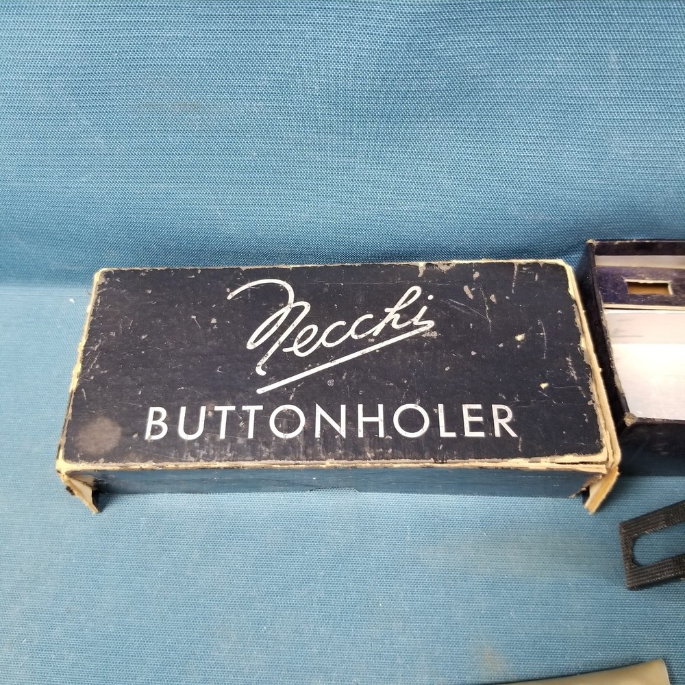 Vtg Necchi Buttonholer Set Templates Rotary Attachment Box & Manual