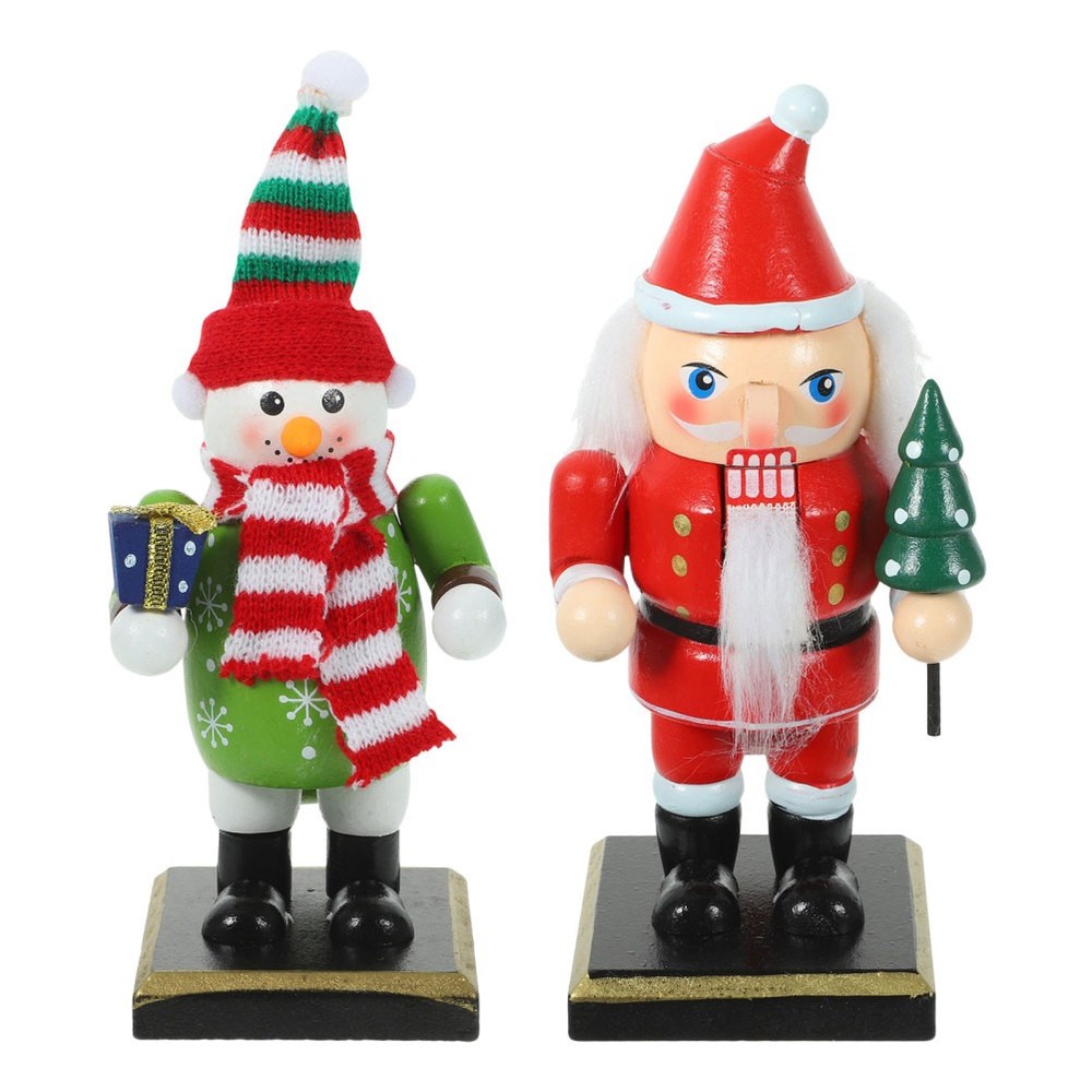 2 Pcs Plastic Nutcracker Snowman Figures Centerpieces Decorative Figurines