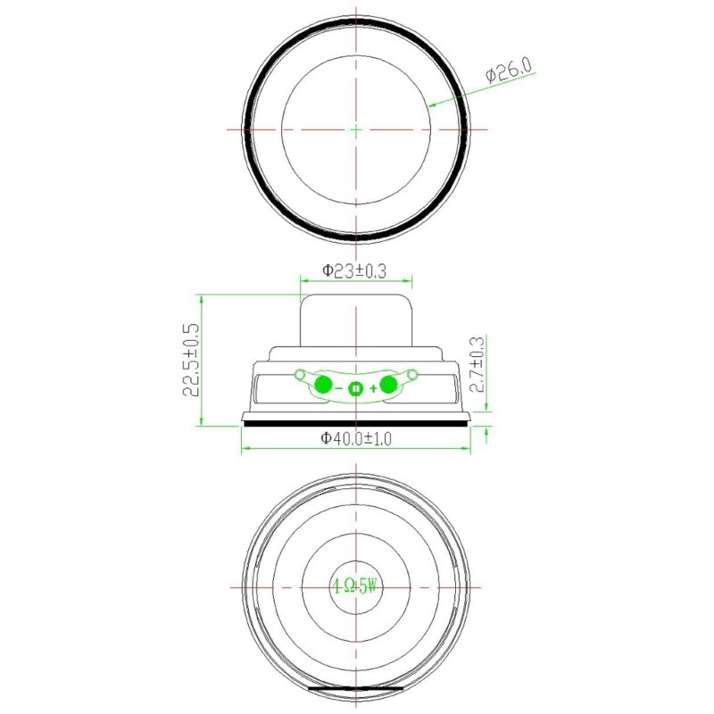 Durable & Practical 40mm Internal Speaker 4ohm 5W Loudspeaker for DIY