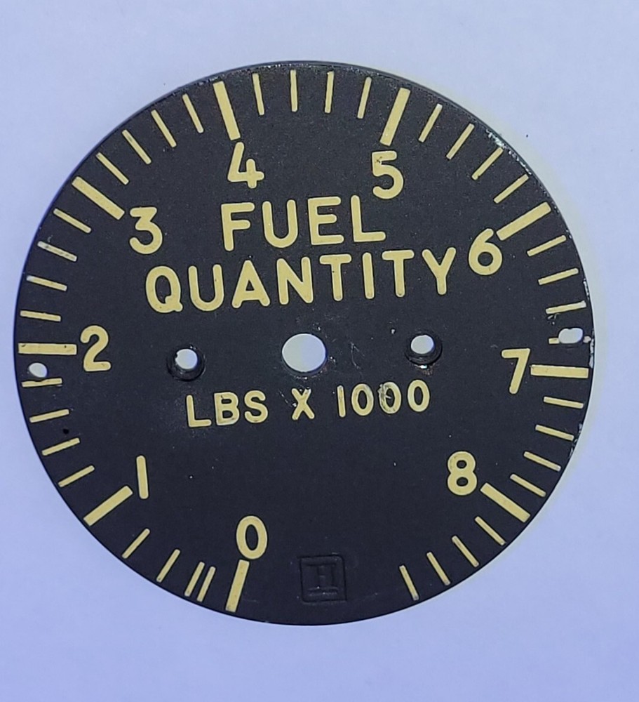 Fuel Quantity Indicator Dial, Glows Orange Under Black Light
