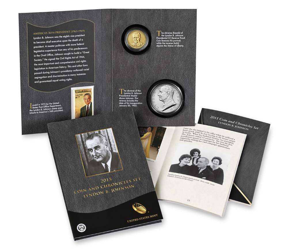 2015 Coin & Chronicles 1-- Set Lyndon Johnson Reverse Proof 1 US Mint--- AX4