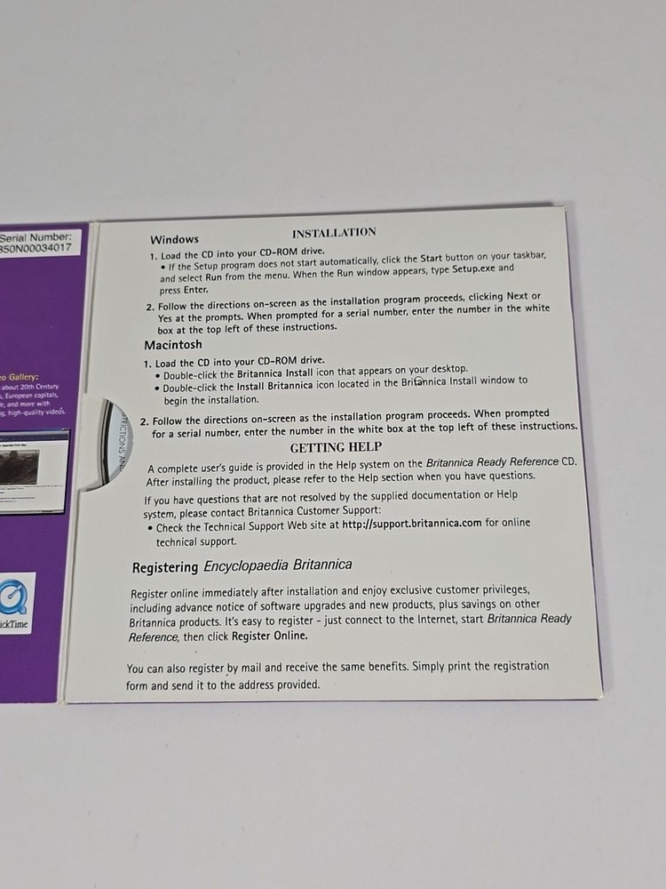 Encyclopedia Britannia Ready Reference CD-ROM Windows Macintosh