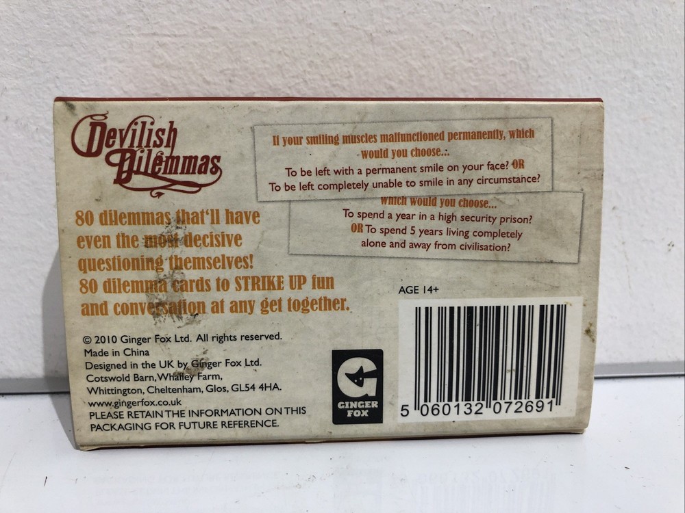 Matchbox Trivia Boxed Ginger Fox "Devilish Dilemmas" 80 Dilemmas - Complete