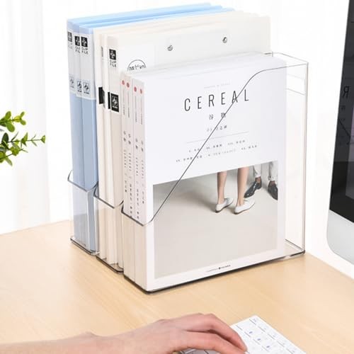 6 Pack Clear Magazine Holder, File Magazine Rack with Handle, Vertical Folder