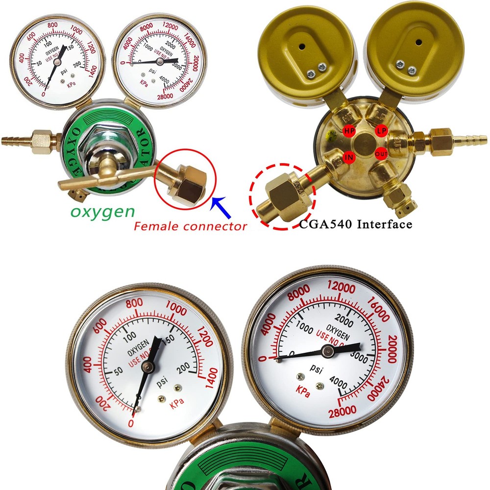 Heavy Duty Oxygen Regulator，Full Brass Torch Kit Oxygen Tank Regulator ，Large...