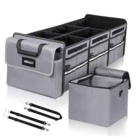 4 in 1 Car Trunk Storage Organizer, Multi Compartment Foldable Trunk Gray