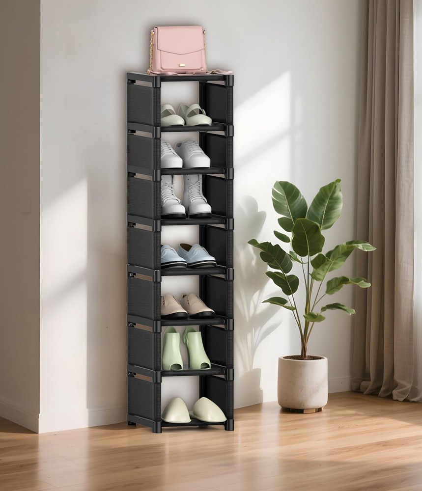 Narrow Shoe Rack 8 Tier, Slim Vertical Shoe Organizer for Small Spaces, Stack...