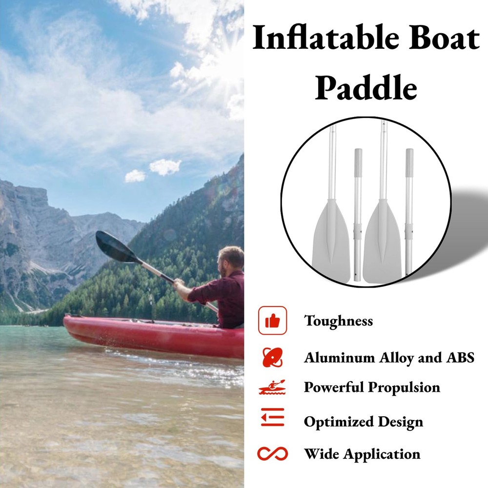 2Pcs Inflatable Dinghy Oars, Dinghy Canoe, Silver Dinghy Paddle Boat Durable ...