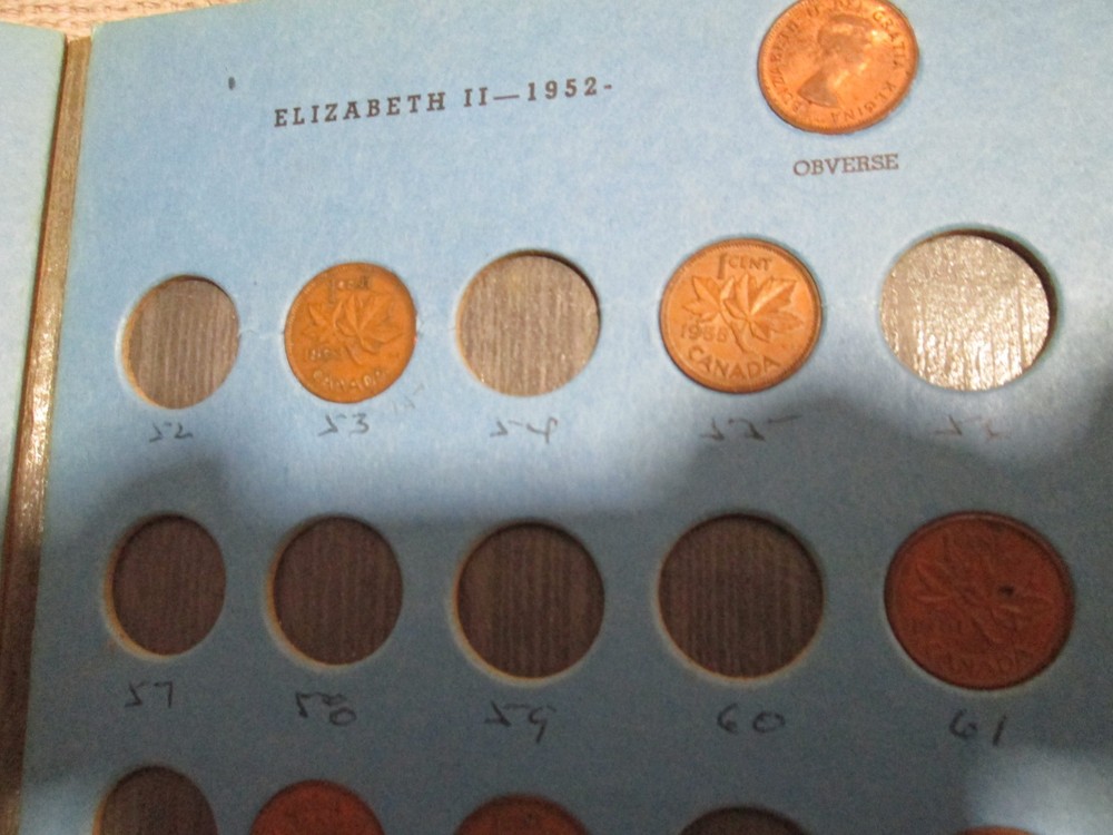 Canadian small cent collection 1920 to 1968