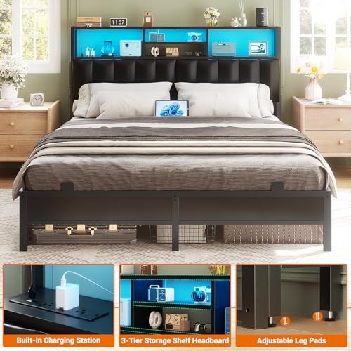 Headboard for Size Bed with Storage Headboards with Full Black Upholstered