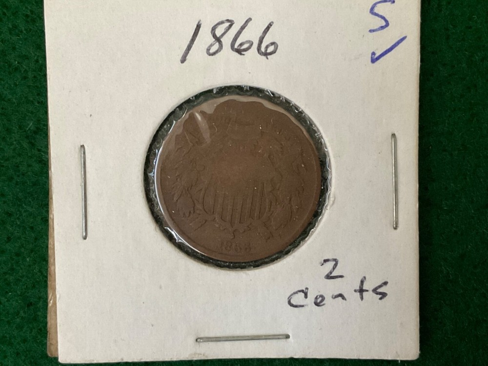 1866 Two Cent Coin - T;6