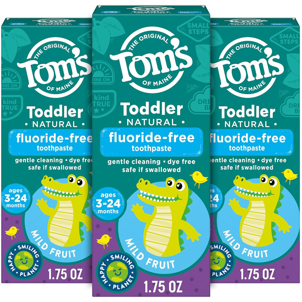 Fluoride-Free Toddler Training Toothpaste, Mild Fruit, 1.75 Oz. 3-Pack (Packagin