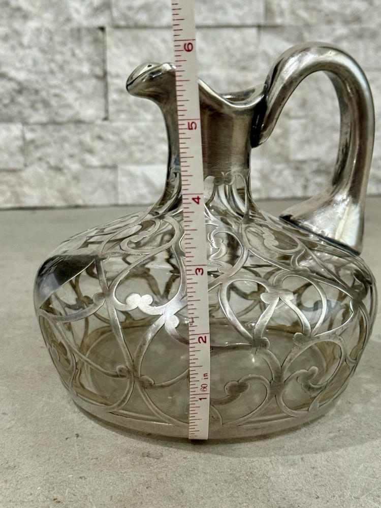 Antique Claret Sterling Silver Overlay Monogram Makers Markings In Silver