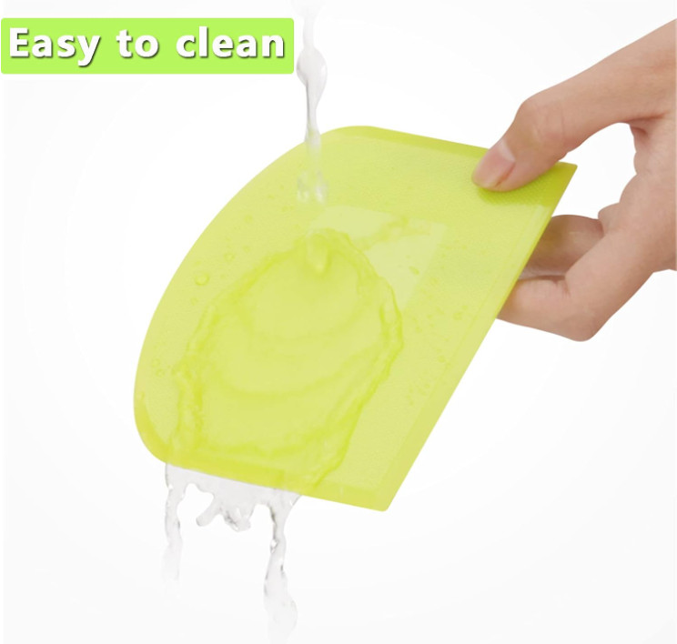 2 PCS Plastic Dough Scraper Bowl Scraper, Food-Grade Bench Scraper, White+ Green