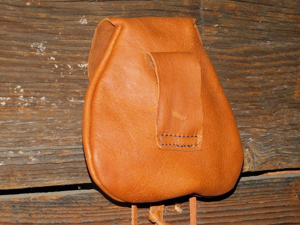 LEATHER MUZZLELOADER BALL BAG BELT POUCH