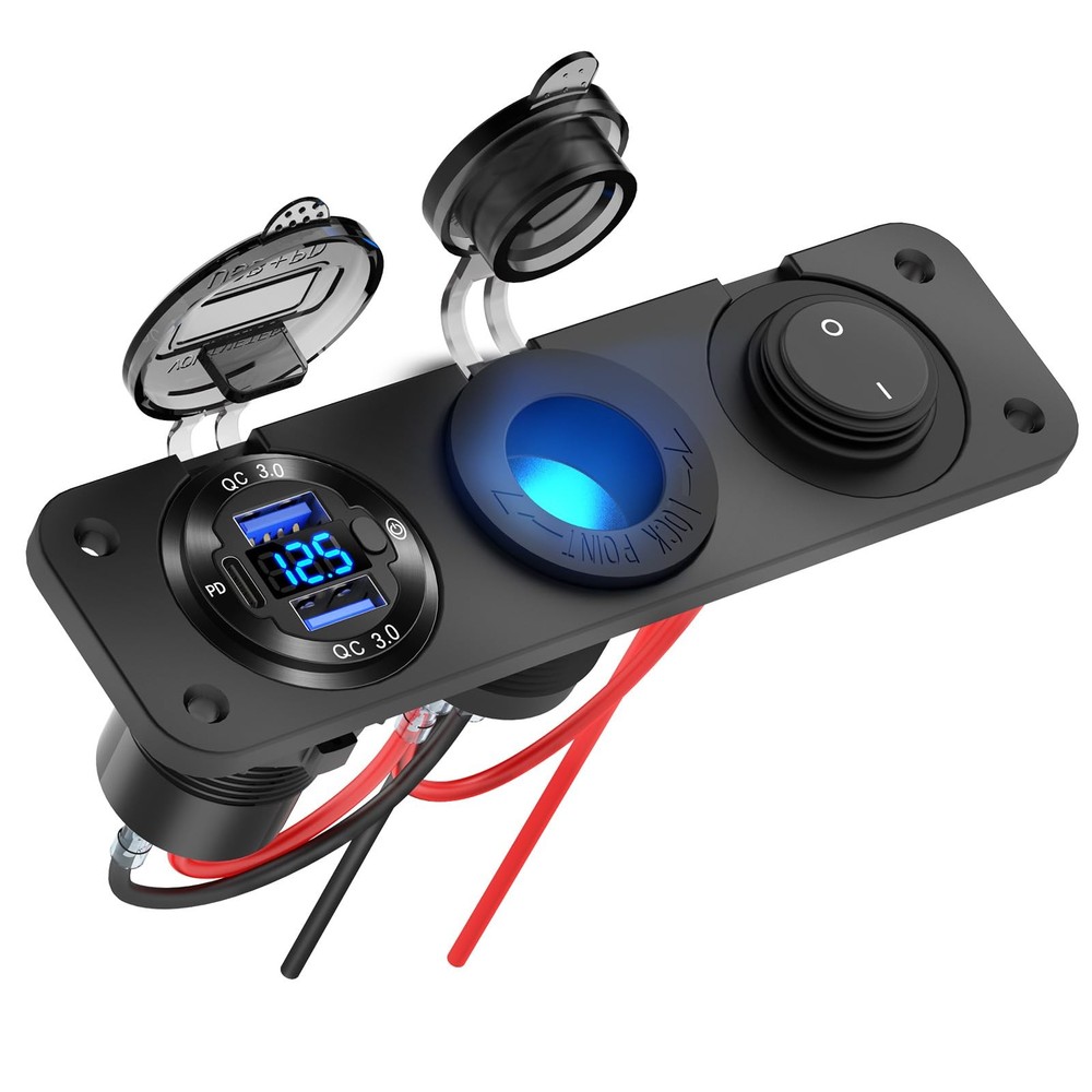 12V USB Outlet Boat Accessories Marine Switch Panel Charger+Socket+Switch