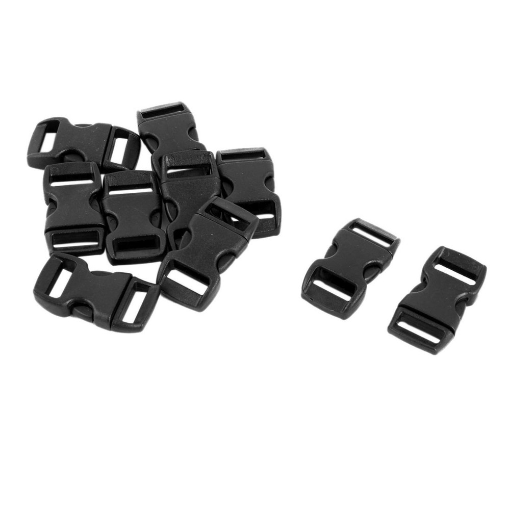 Plastic Side Quick Release Clasp Buckles Black 10mm Width Webbing Strap 10pcs
