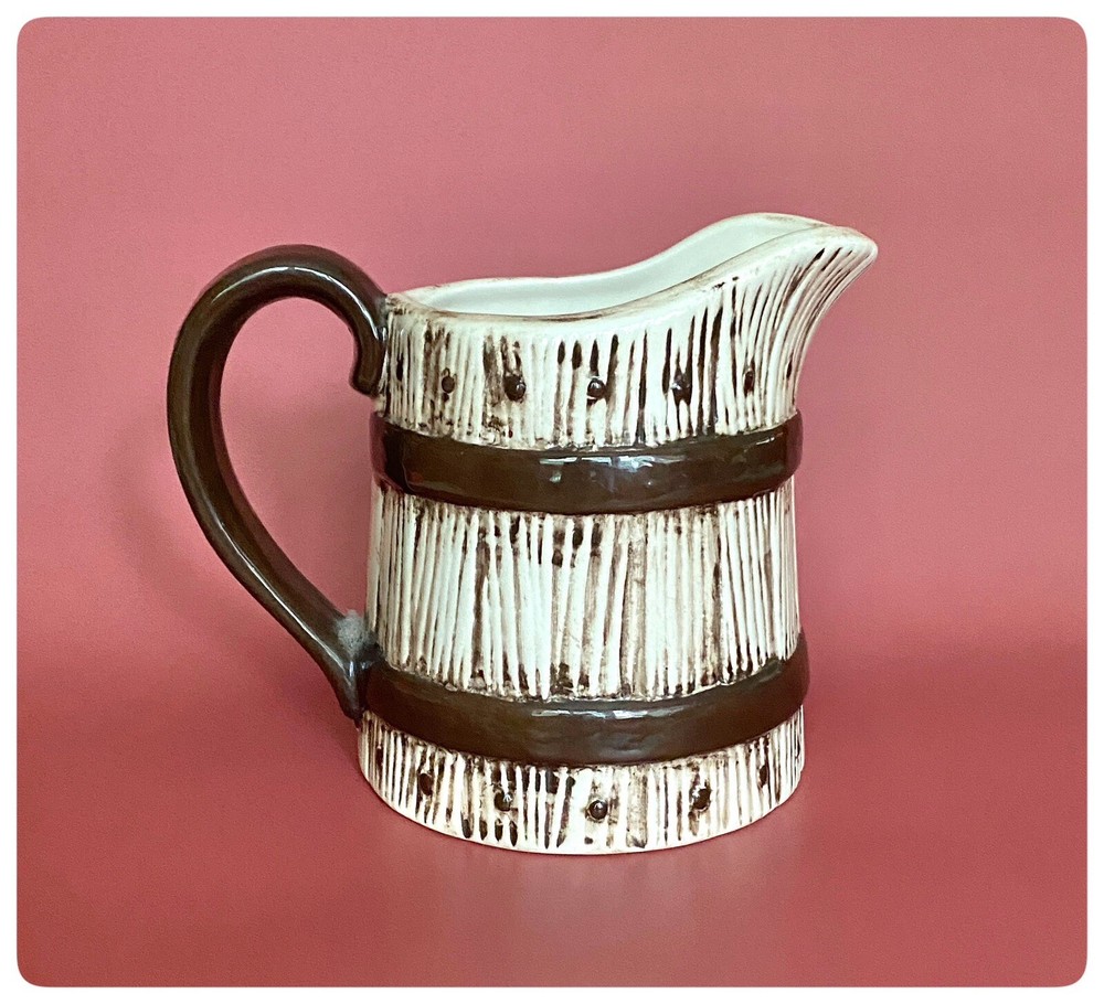 Vintage Ceramic Atlantic Mold HandPainted Creamer Pitcher Floral Design