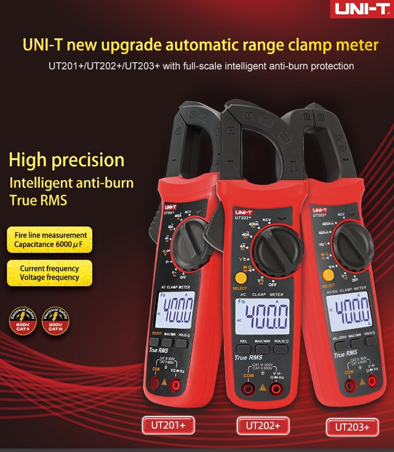 UNI-T True RMS Digital Clamp Meter Auto Range Multimeter AC DC Volt Amp NCV Test