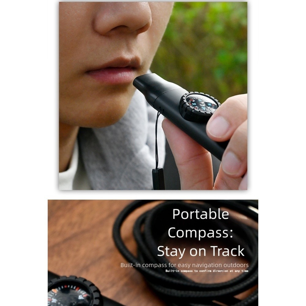 Multi functional 7 in 1 Whistle with LED Light For Compass for Camping Gear