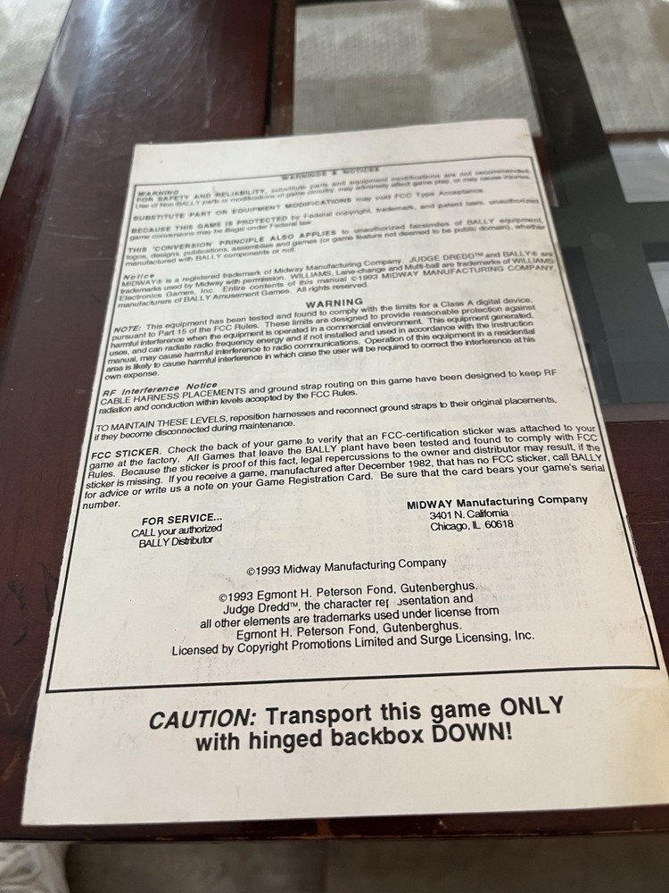 Judge Dredd Pinball Operator Handbook