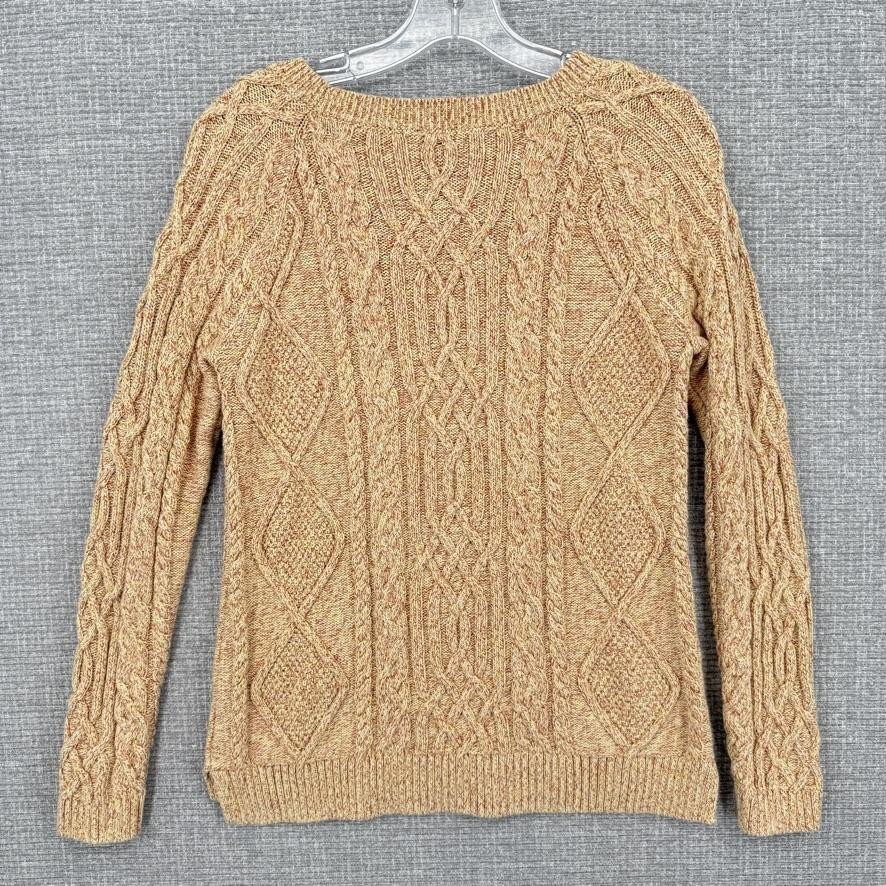Talbots Sweater Pullover Womens S Multicolor Cable-Knit Crew Neck Collarless