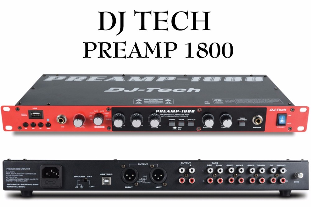 DJ TECH PREAMP 1800 1U Rackmount USB Player and Recorder