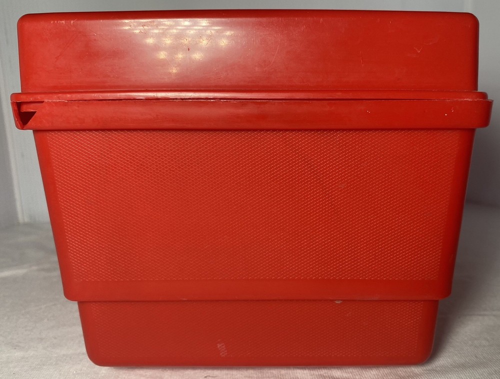 2pc Tupperware 767-14 Tuppercraft Plastic Red Sewing Box Kit Set T2