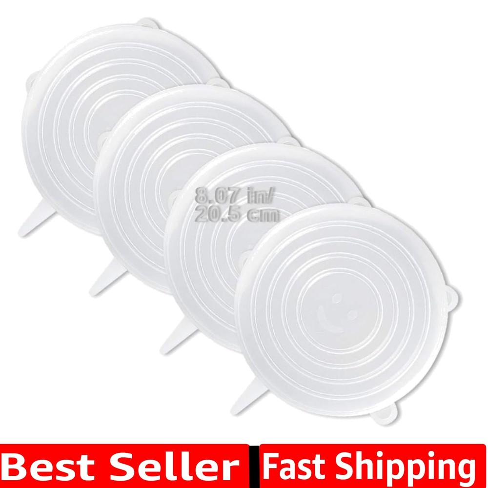 4 Pack Same Size Silicone Stretch Lids, Thicker Reusable Sturdy Silicone Cont...