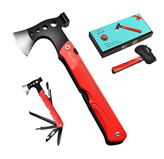 Multitool Axe Survival Gear, 14-in-1 Multi Tool Axe Hammer Camping Hatchet