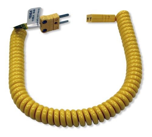 10040-K Polyurethane Coiled Retractable Extension Thermocouple Cable, K Type,
