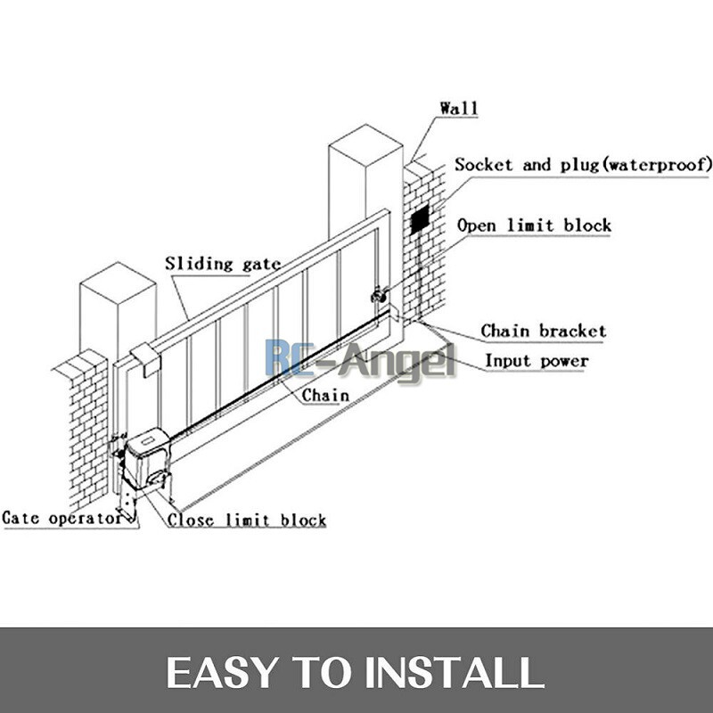 US 4400LBS Electric Sliding Gate Opener Automatic Motor w/4 Remote Controls Kit