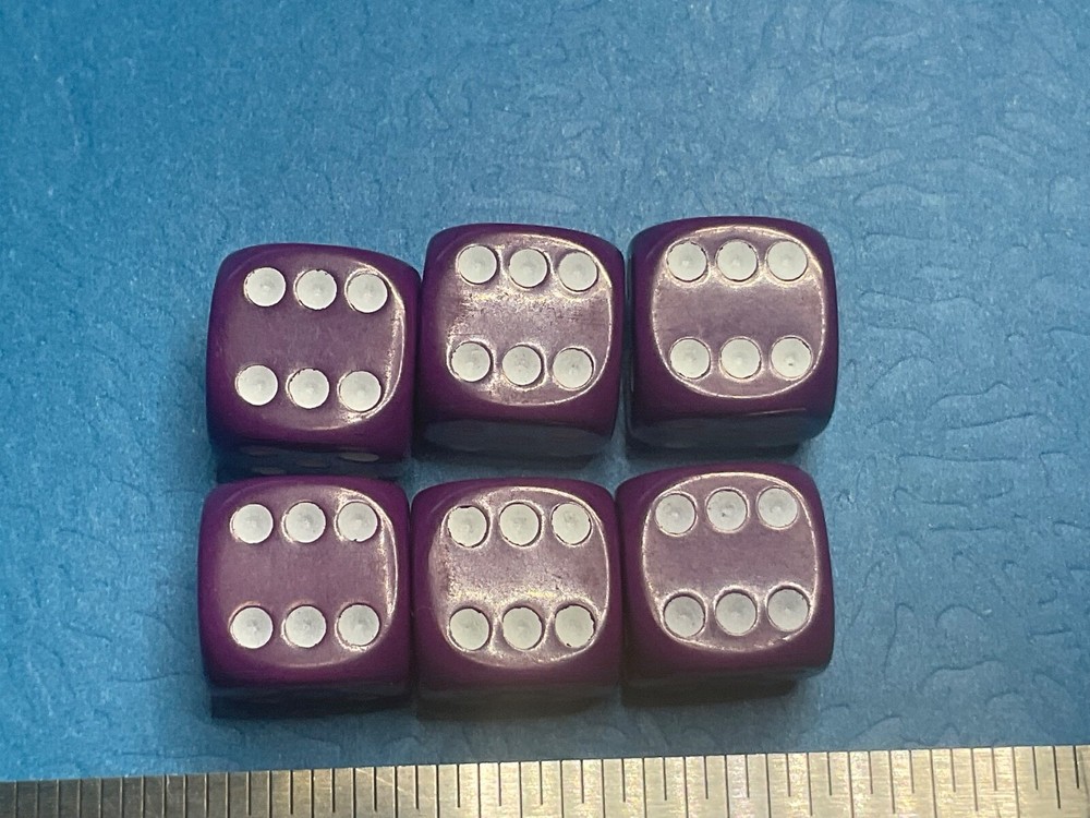 ——6——-PURPLE ROUNDED CORNER DICE ————P—6