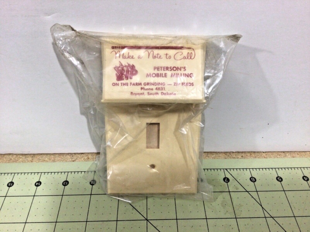 Vintage ZIP FEEDS light switch plate cover with note holder Bryant SD 4 digit #