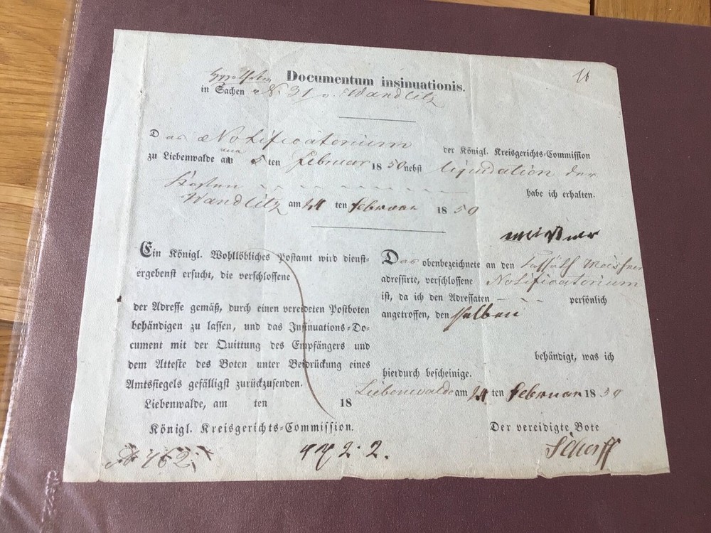Germany 1859 Document Documentum Insinuationis  Ref 56030