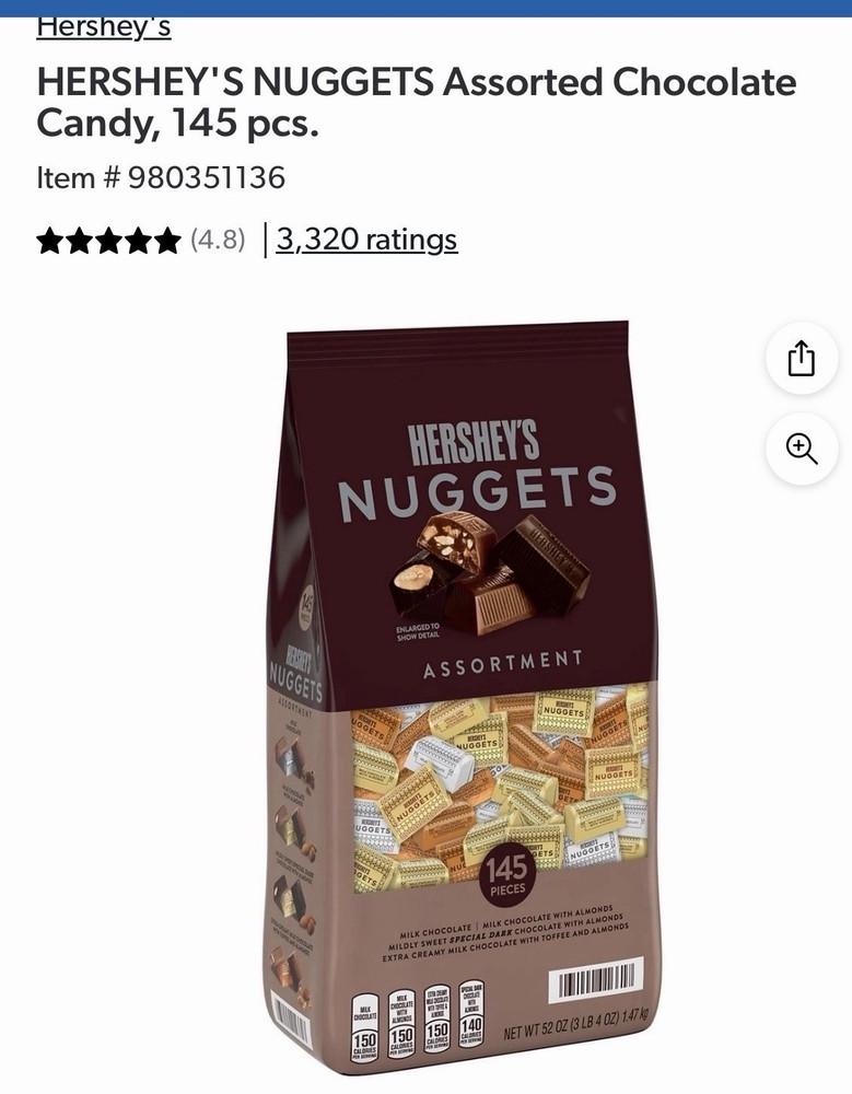 HERSHEY'S NUGGETS Assorted Chocolate Candy, 145 pcs.