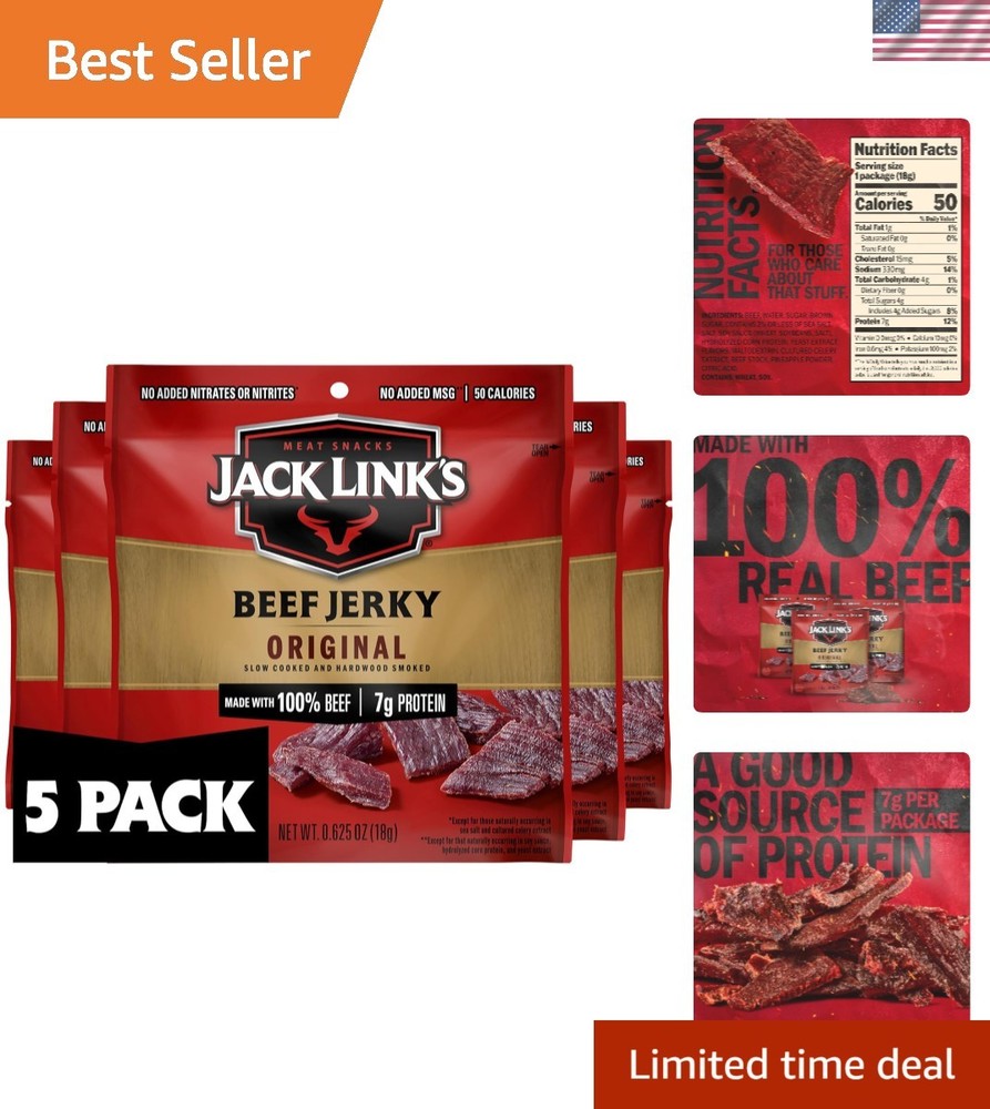 Savory  Beef Jerky – 5-Pack, 7g Protein, Ready-to-Eat Convenience