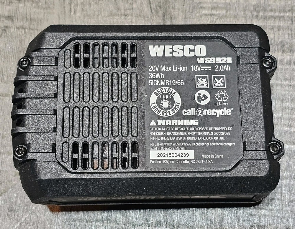 Wesco 20V Max 2.0Ah 36Wh Replacement Battery WS9970