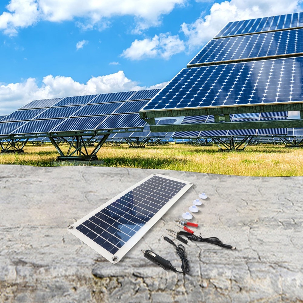 Flexible Solar Panel Kit with Dual USB Ports Charge Devices Simultaneously