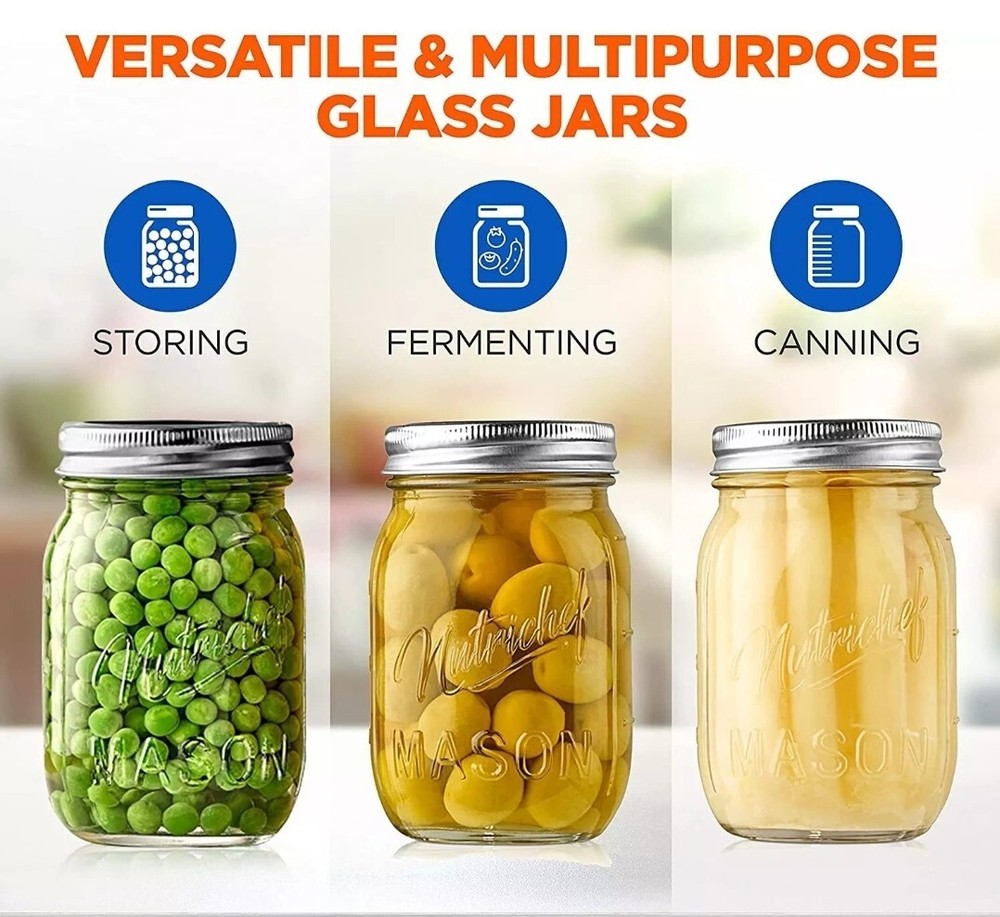 Nutrichef NCMSJ6 6 Pcs Mason Jars Set
