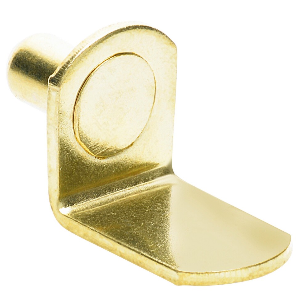 1/4" Polished Brass "Bracket" Shelf Support Pegs - 25 Pack