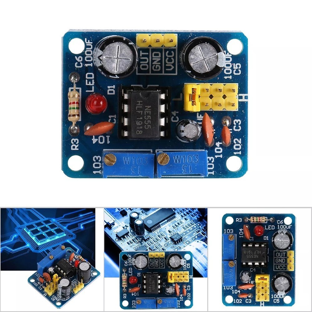 NE555 Pulse Frequency Generator Module with LED Indication and Compact Design