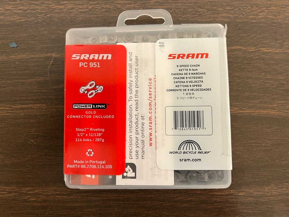 SRAM PC-951 Chain 9-Speed 114 Links Gray Single Use Master Link