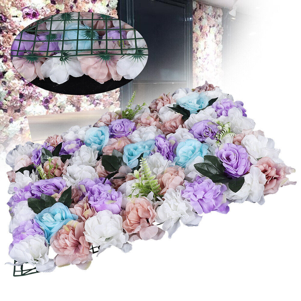 12 Pcs Artificial Flower Grid Panels DIY Flowers Wall Frames Plastic Flower Wall
