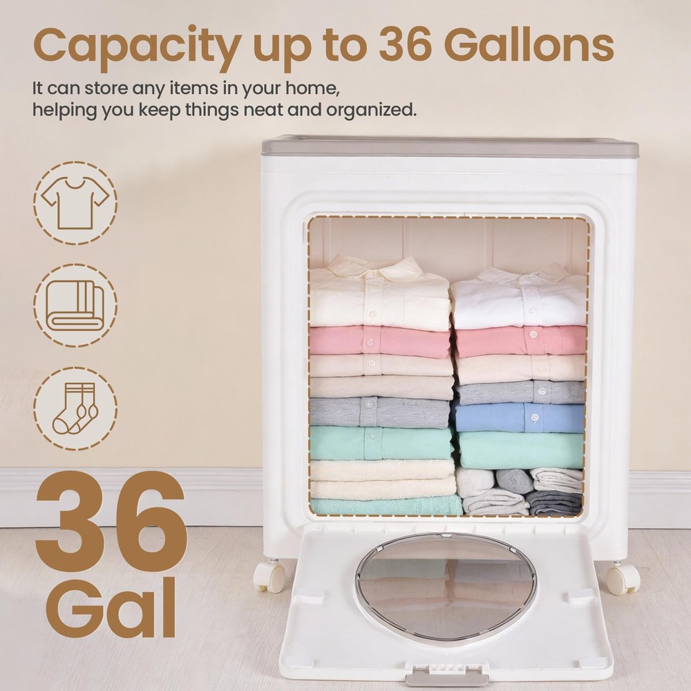 Laundry Basket with Wheels, Laundry Hamper Clothes Hamper, Rolling Laundry Baske